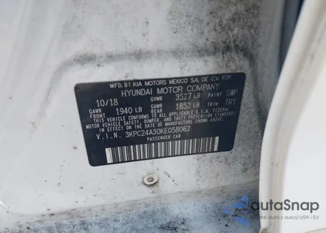 2019 Hyundai Accent Se из США, поврежденный, VIN 3KPC24A30KE058062